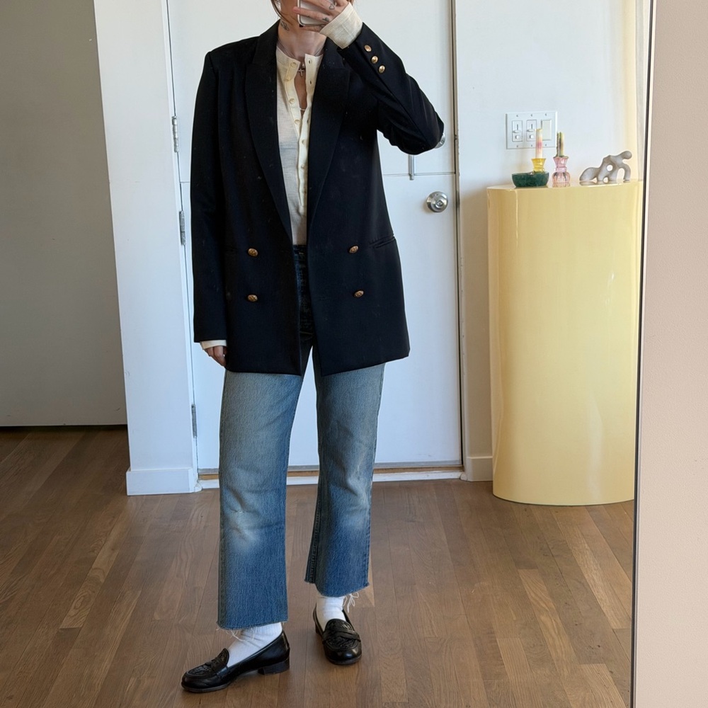 yaya aflalo navy tailored blazer